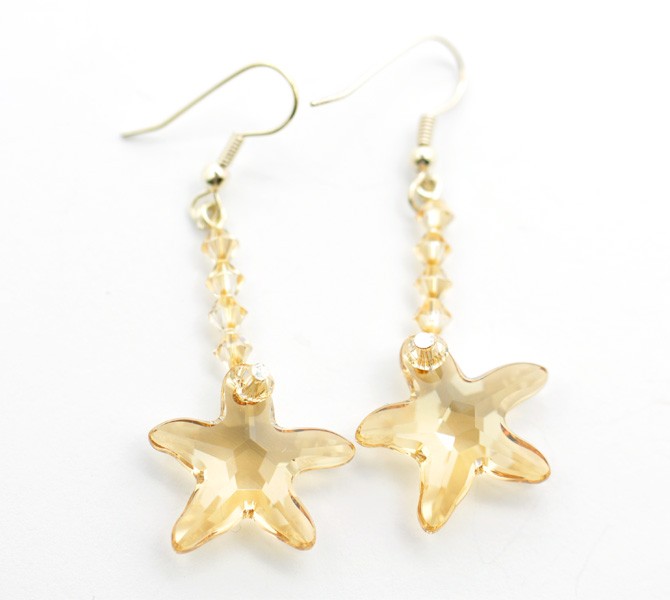Starfish Crystal Long Earrings 